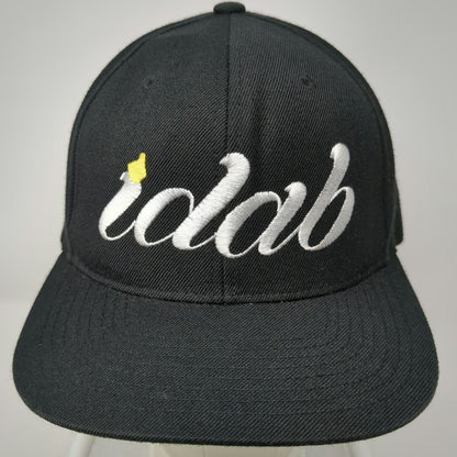 Yupoong Snapback Hat Black One Size idab Script Logo Flat Brim Green Underbrim