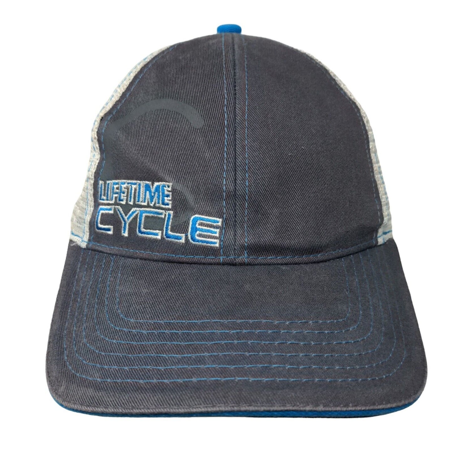 Lifetime Cycle Snapback Trucker Hat Blue One Size Mesh Back ADJ 3Sixty Flex