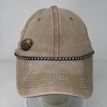Unbranded Slideback Hat Tan One Size Adjustable Bling Rhinestone 6 Panel