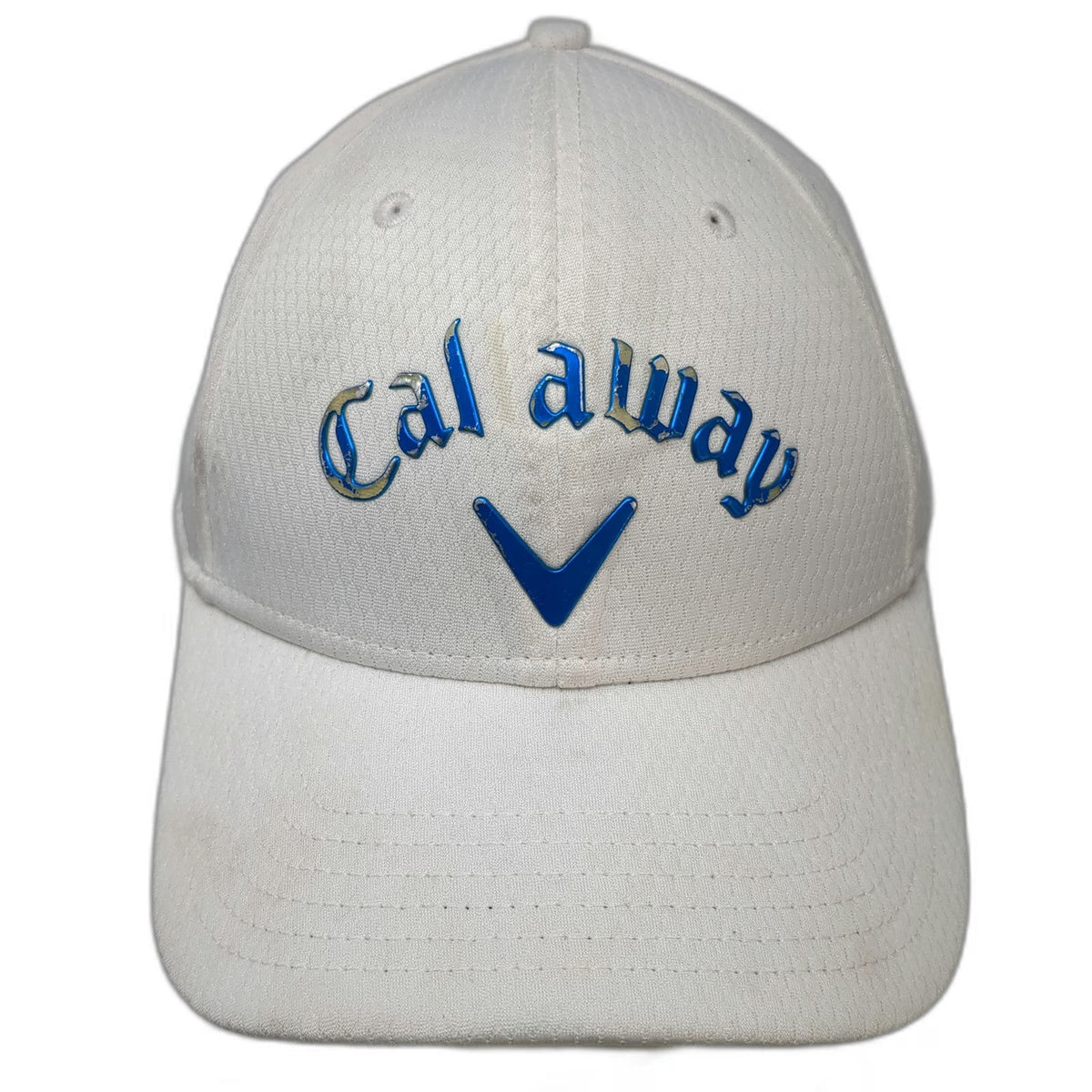 Callaway Baseball Cap White One Size Strapback Textured Blue Logo Golf Hat