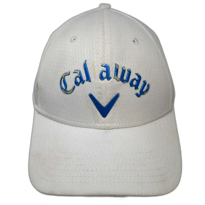 Callaway Baseball Cap White One Size Strapback Textured Blue Logo Golf Hat