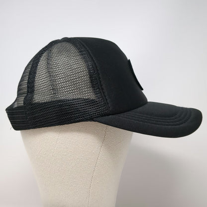 Black Trucker Hat One Size Mesh Back Snapback Octopus Patch Circular Logo