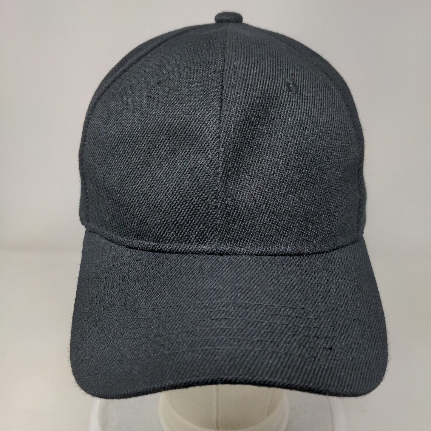 Unbranded Strapback Hat Black One Size 6 Panel Adjustable Blank Solid
