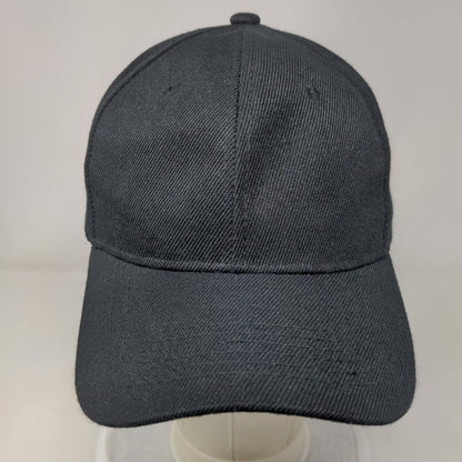 Unbranded Strapback Hat Black One Size 6 Panel Adjustable Blank Solid