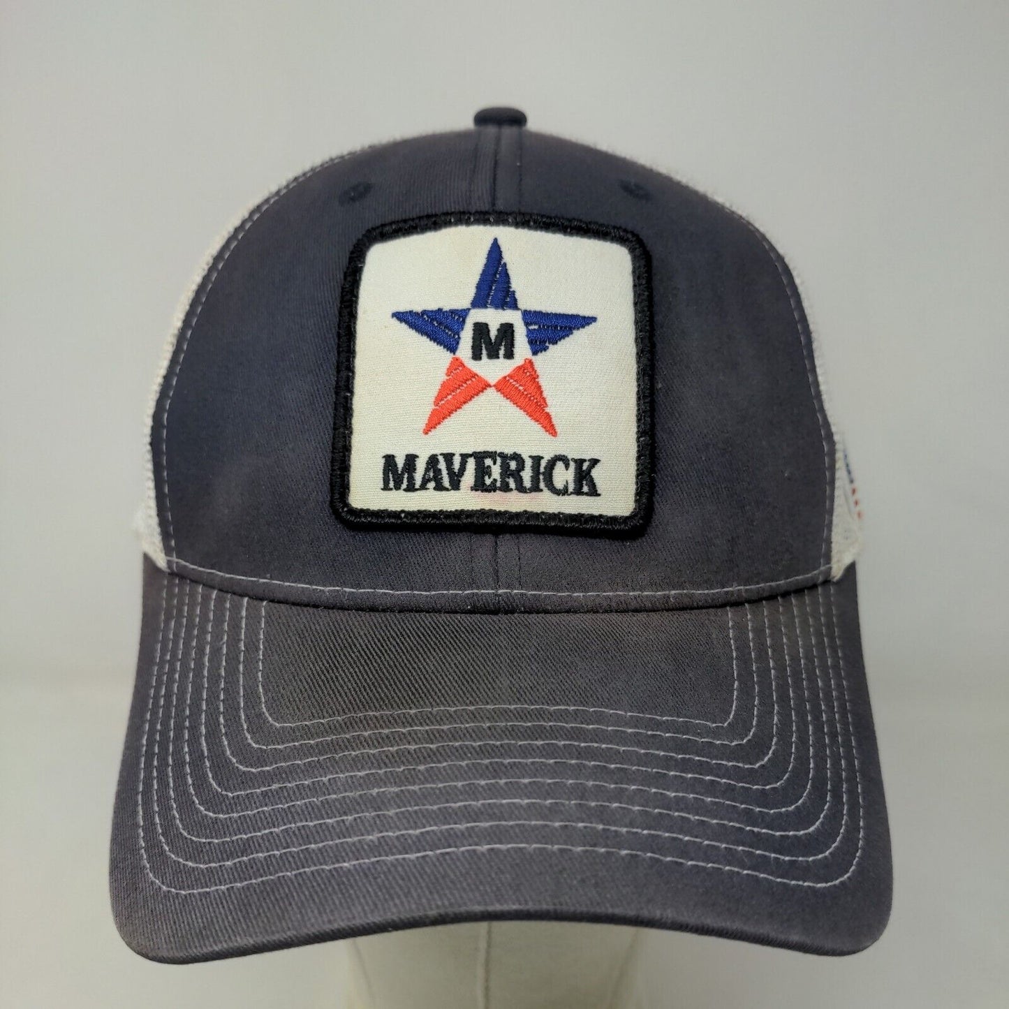 Outdoor Cap Men's Snapback Mesh Back Hat Blue White Embroidered Maverick Logo