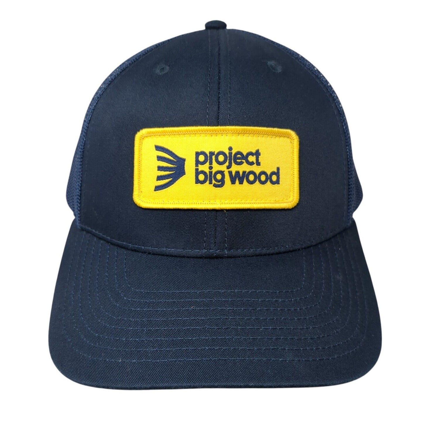 Project Big Wood Patch Snapback Trucker Hat Blue One Size Mesh Back