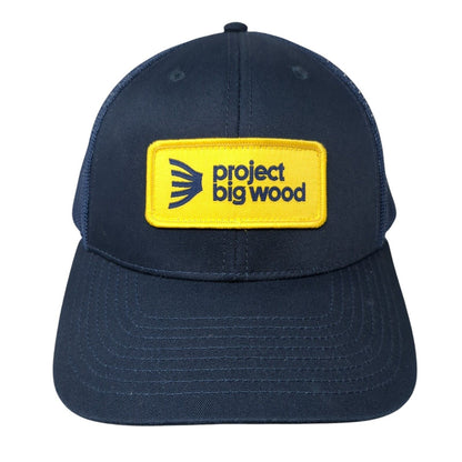Project Big Wood Patch Snapback Trucker Hat Blue One Size Mesh Back