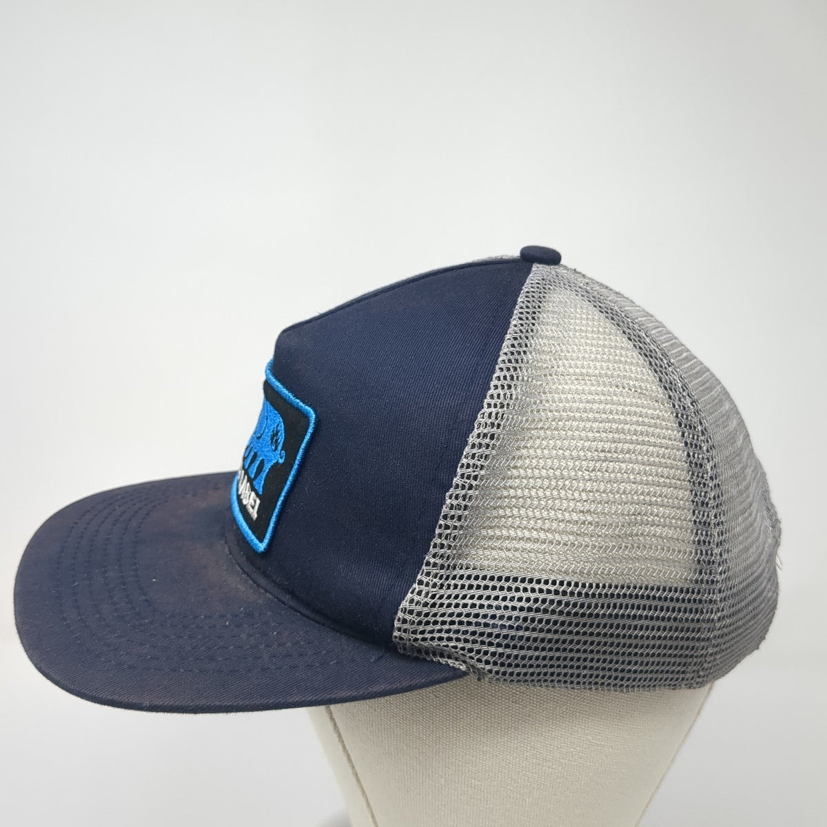Black Label Snapback Mesh Back Trucker Hat Embroidered Logo Elephant Logo Blue