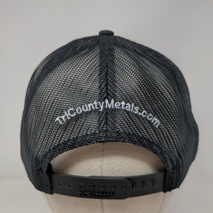 TCM TriCounty Metals Snapback Trucker Hat Black One Size Mesh Back Richardson