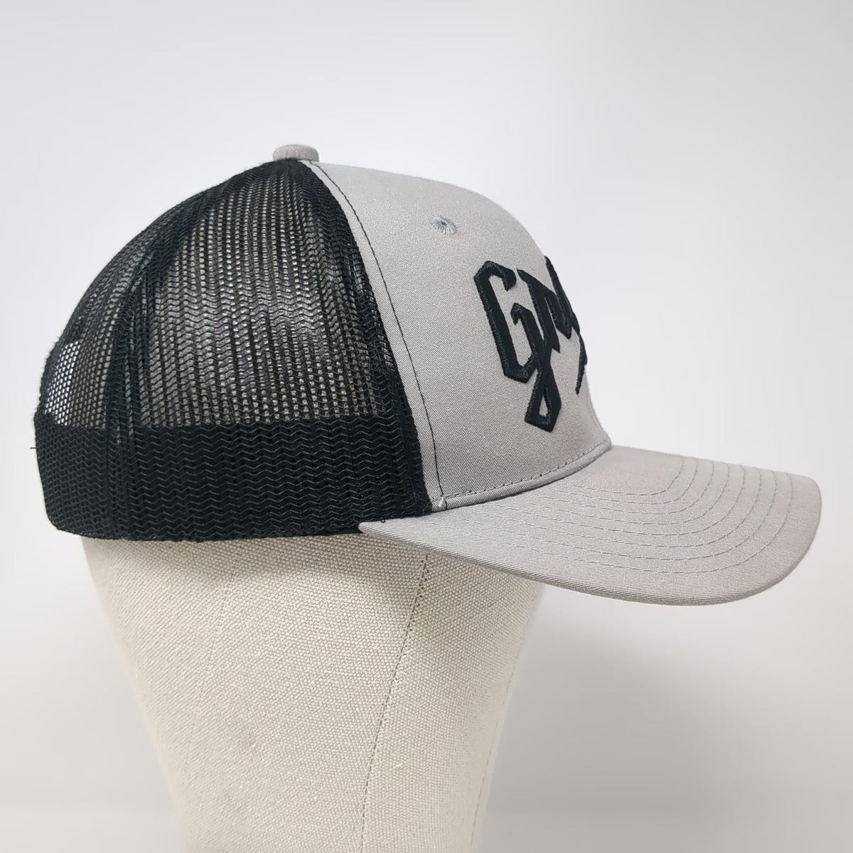 Grom Trucker Hat Gray One Size Mesh Back Snapback Logo Embroidered Baseball Cap