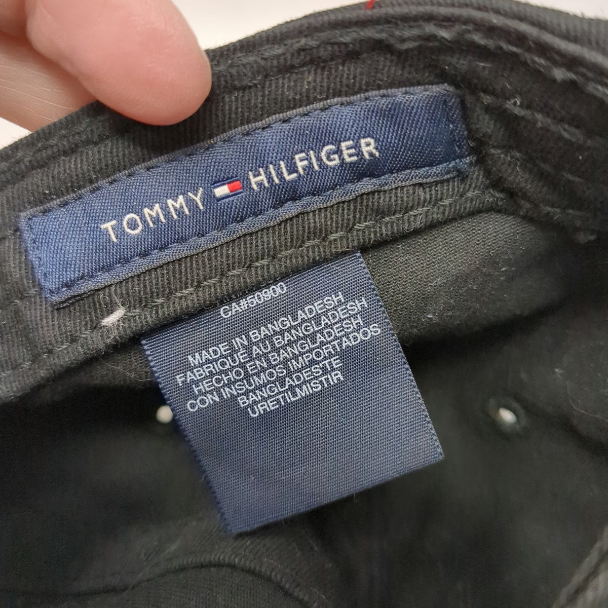 Tommy Hilfiger Baseball Cap Black One Size Embroidered Logo Strapback Hat