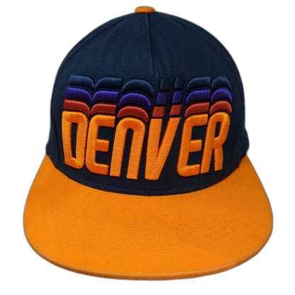 Top Level 5 Panel Blue Orange Denver One Size 3D Puff Embroidery Flat Brim Hat