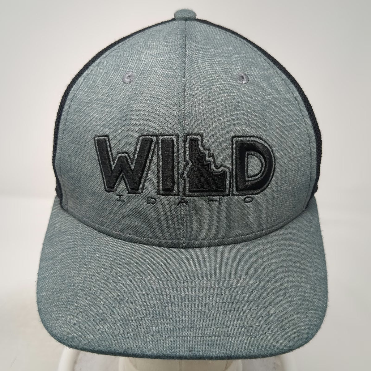 Perrine Man Press Trucker Hat Gray One Size Black Mesh Snapback Idaho Wild Hat