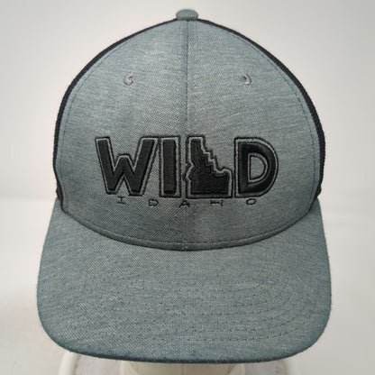 Perrine Man Press Trucker Hat Gray One Size Black Mesh Snapback Idaho Wild Hat