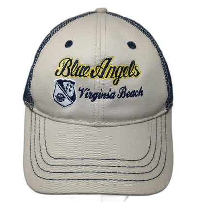 Blue Angels Virginia Beach Mesh Baseball Cap Beige One Size US Navy Military Hat