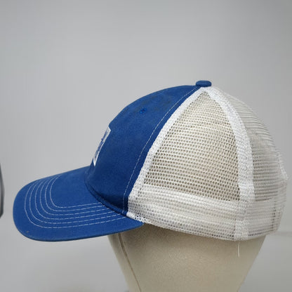 Quake City Caps New York Life Trucker Hat Blue White OSFM Snapback Mesh Patch