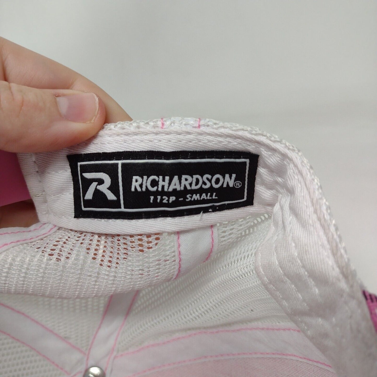 D&A Companies Snapback Trucker Hat Pink Small Plaid Mesh Back Richardson