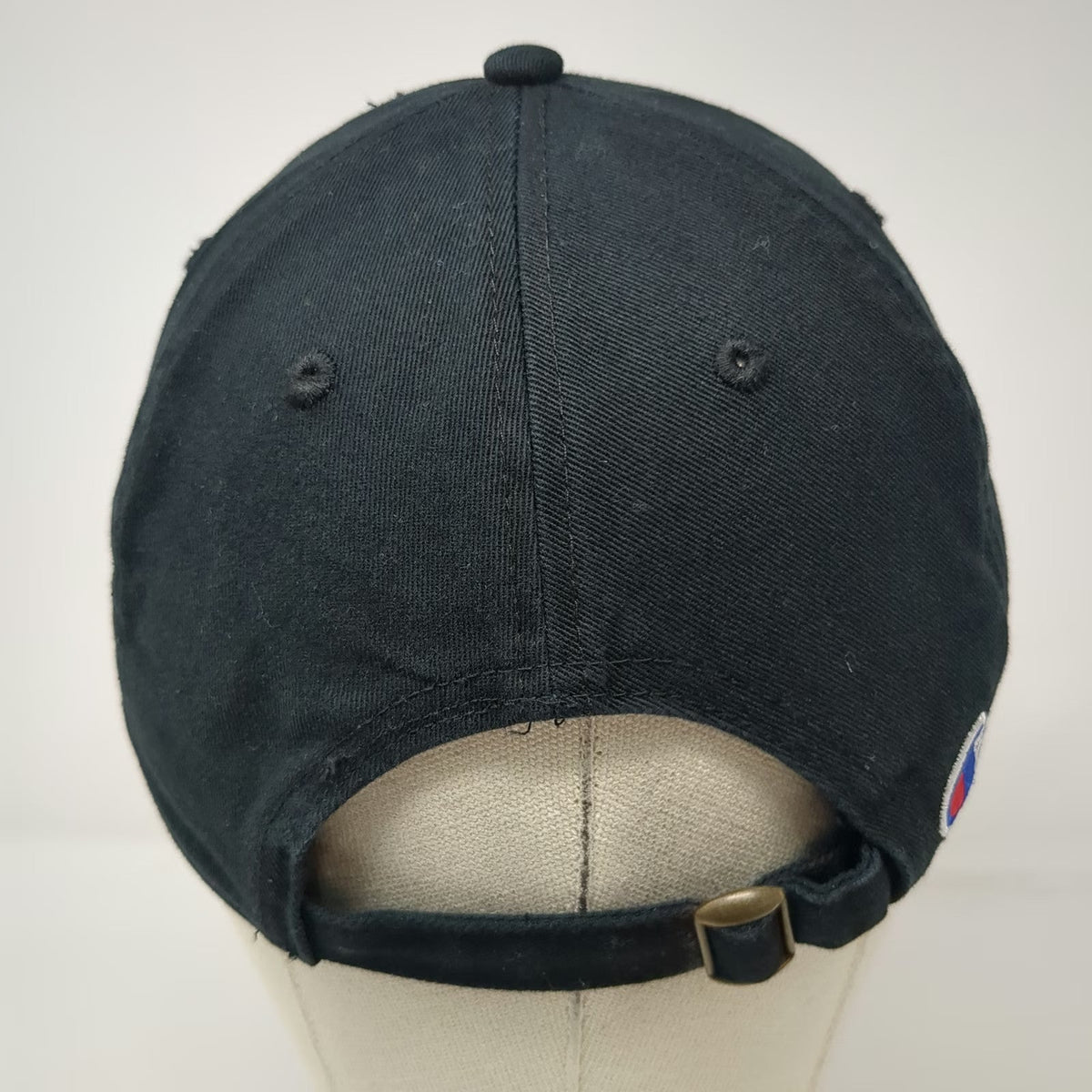 Champion 5 Panel Black One Size Slideback Cotton Embroidered Side Logo Hat