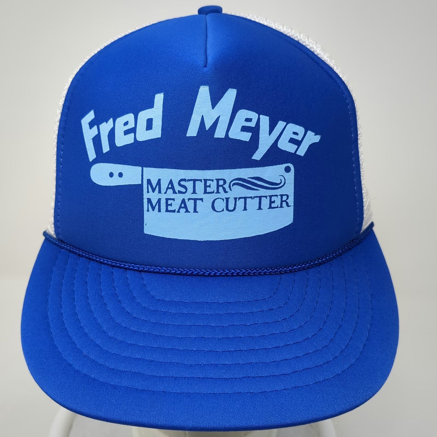 Nissin Trucker Hat Blue White One Size Master Meat Cutter Cleaver Snapback