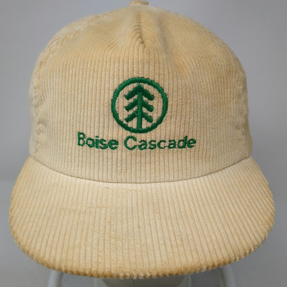 Ownco Boise Cascade 5 Panel Beige Hat OSFM Snapback Corduroy Made In USA Logo