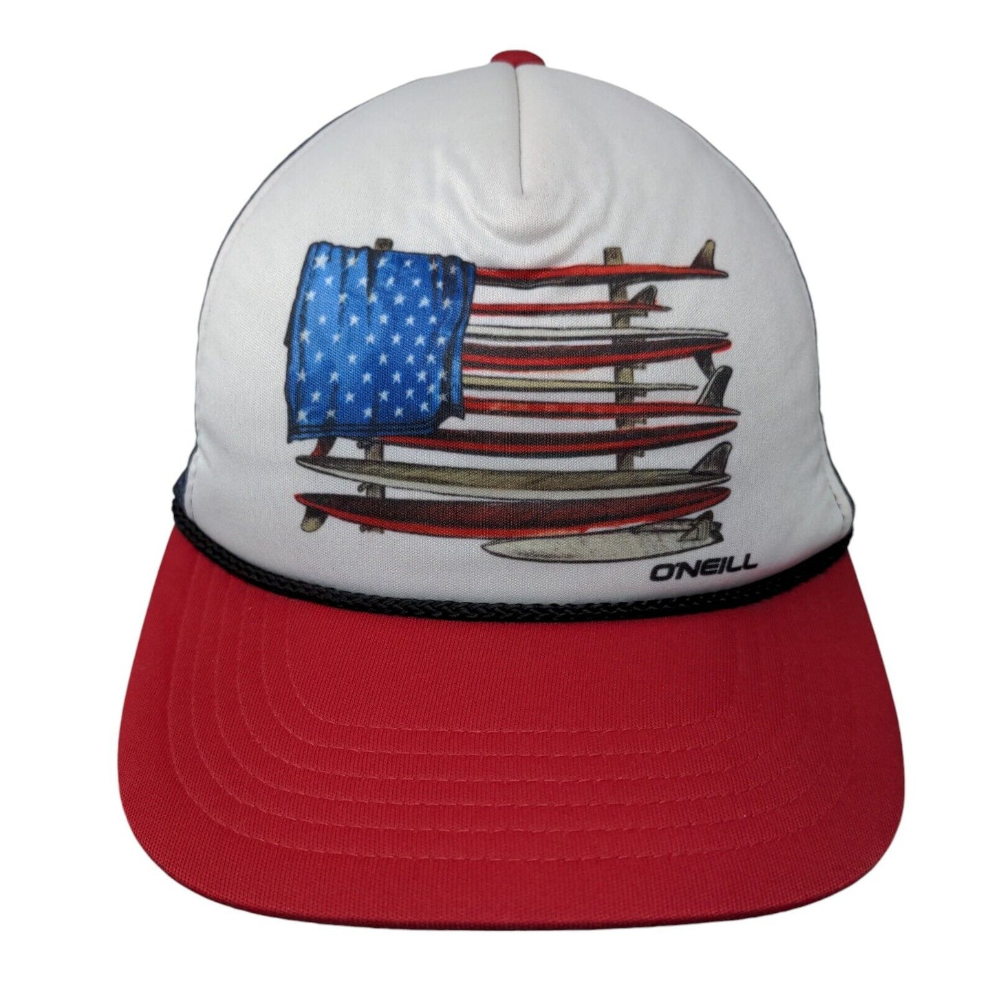 O'Neill Snapback Trucker Hat Multicolor OSFA Adjustable Patriotic Mesh Back