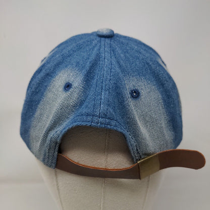 Unbranded Denim Slideback Hat Blue One Size Leather Strap 6 Panel Blank