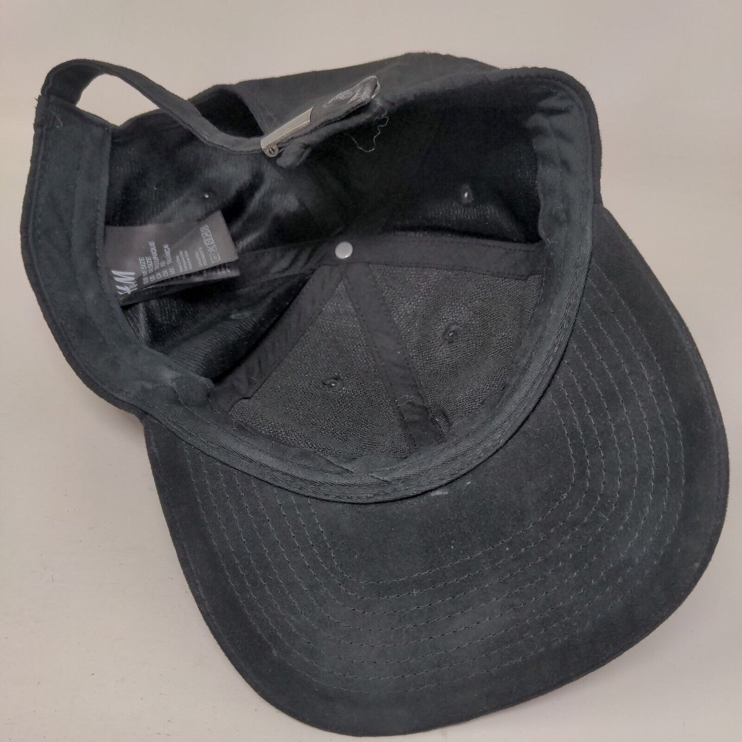 H&M Slideback Hat Black One Size Adjustable Blank Vent Holes 6 Panel