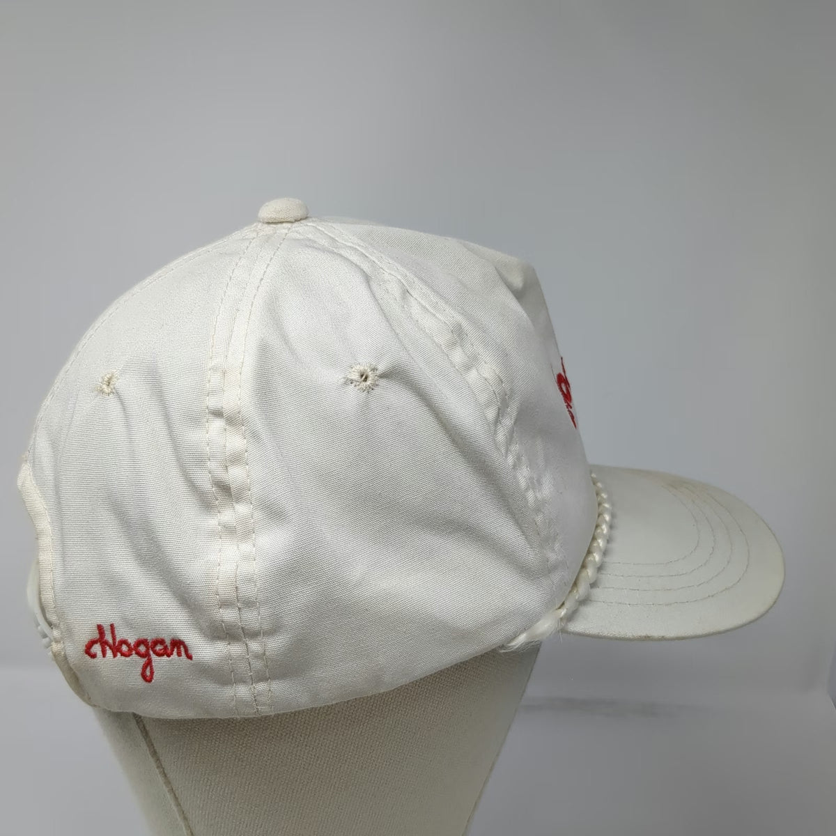 Hogan 5 Panel White One Size Rope Snapback Golf Hat Green Underbrim Script Logo