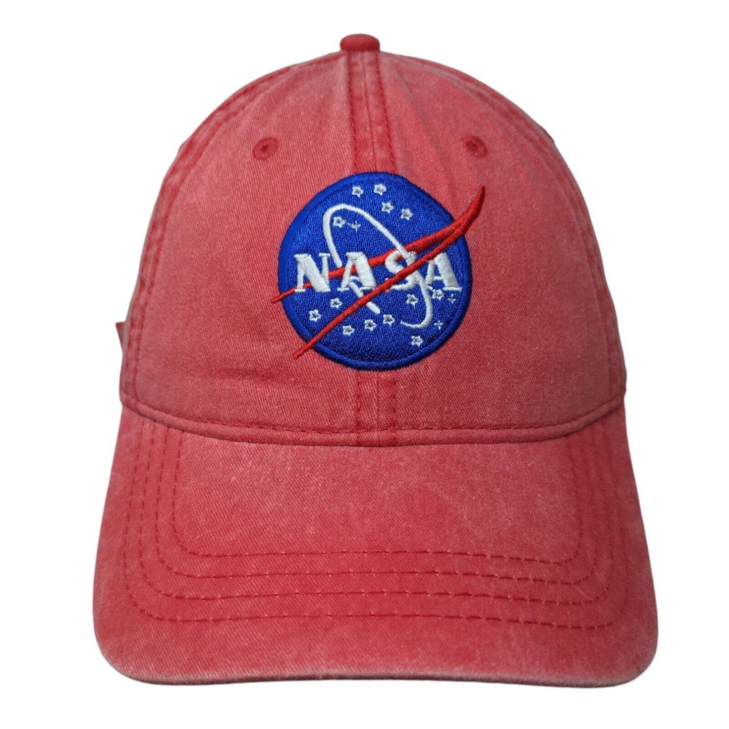 NASA Slideback Hat Red OSFM Adjustable Embroidered 6 Panel Otto Cotton