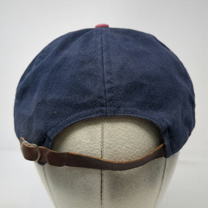 J&M Sportswear Baseball Cap Blue Red One Size Leather Strapback Canada Made Hat