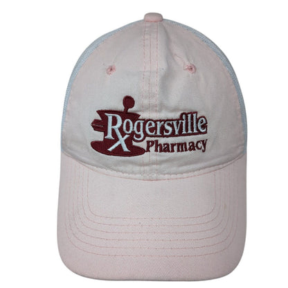 Rogersville Pharmacy Strapback Trucker Hat Pink OS Adjustable Mesh Outdoor Cap