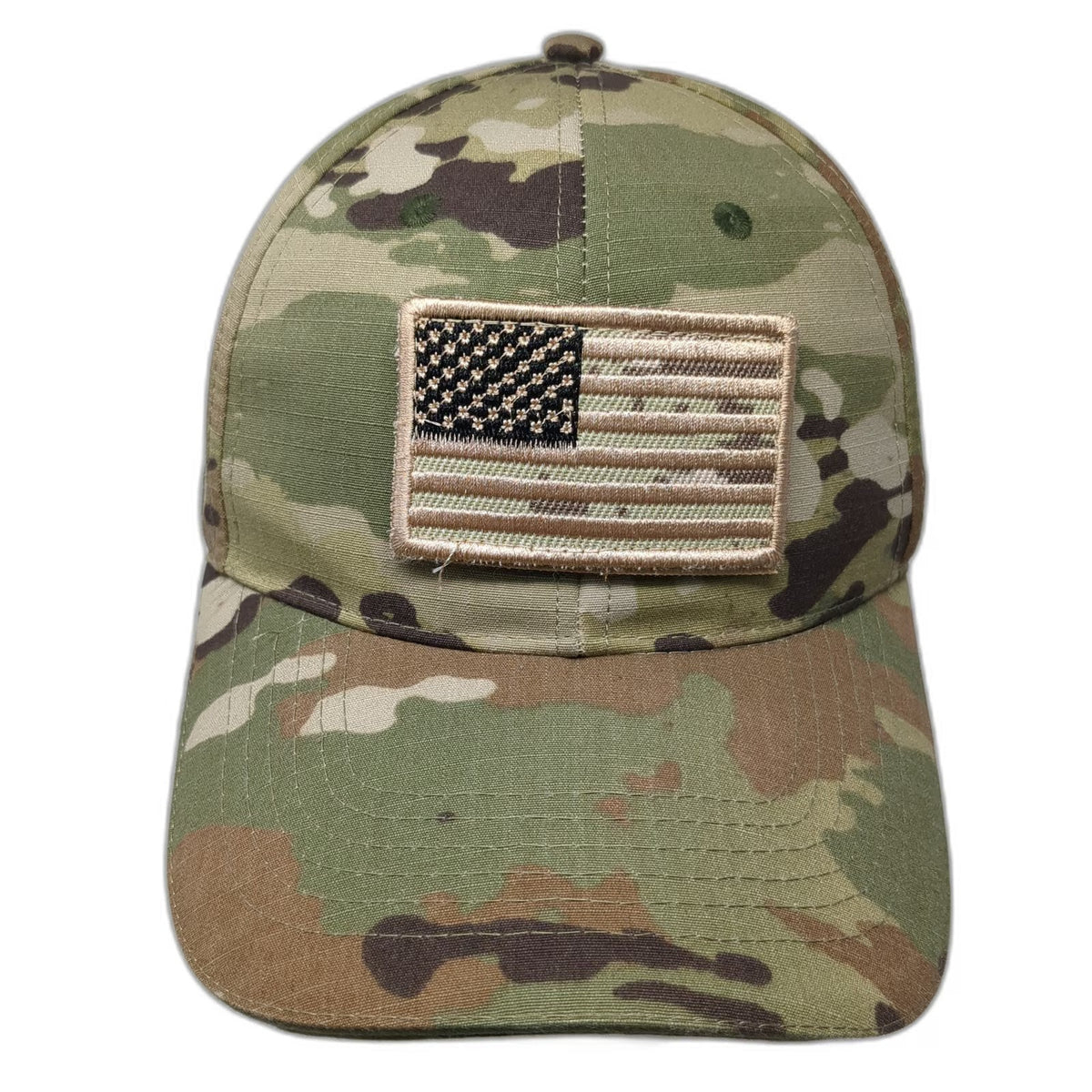 7.62 Design US Flag Camo Baseball Cap Green One Size Cotton Loop Patch Hat