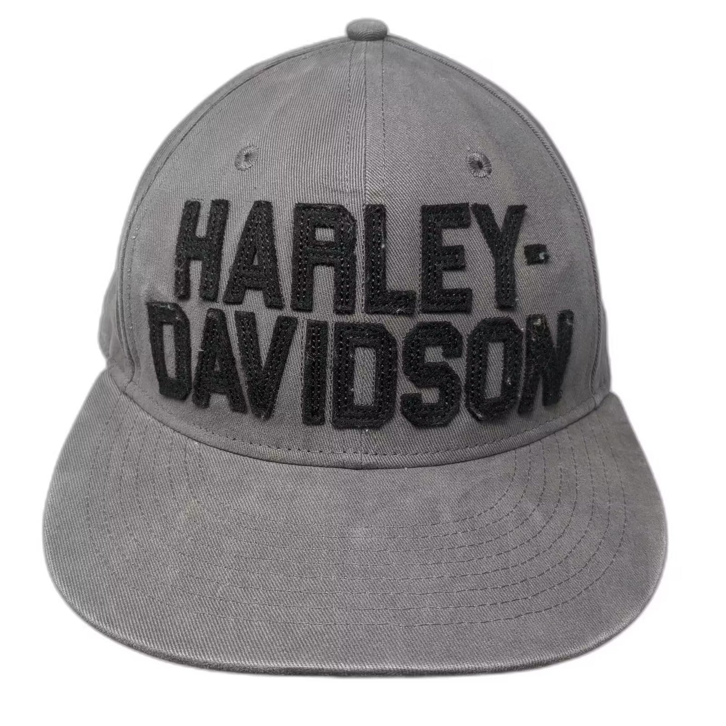 Harley-Davidson Baseball Cap Gray L Fitted Hat Embroidered Block Letter Cotton