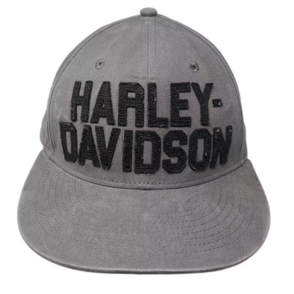 Harley-Davidson Baseball Cap Gray L Fitted Hat Embroidered Block Letter Cotton
