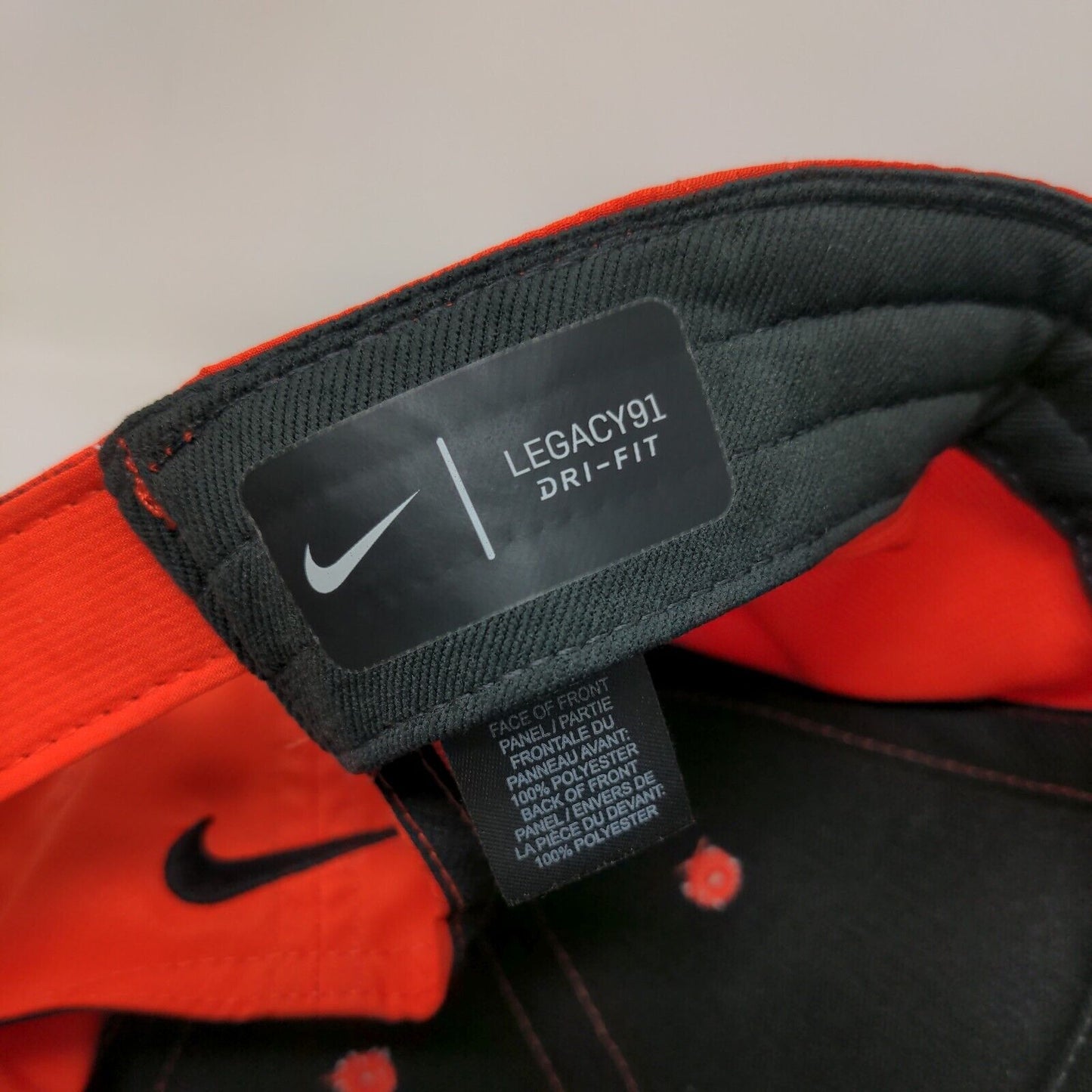 Nike Strapback Hat Red OSFM Embroidered Swoosh Legacy 91 Dri-Fit 6 Panel