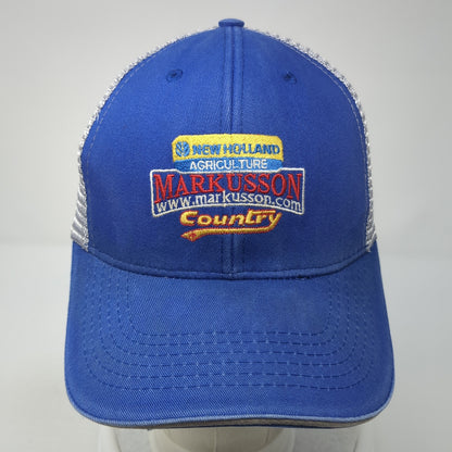 New Holland Agriculture Markusson Country Trucker Hat Blue OS Mesh Back MV3