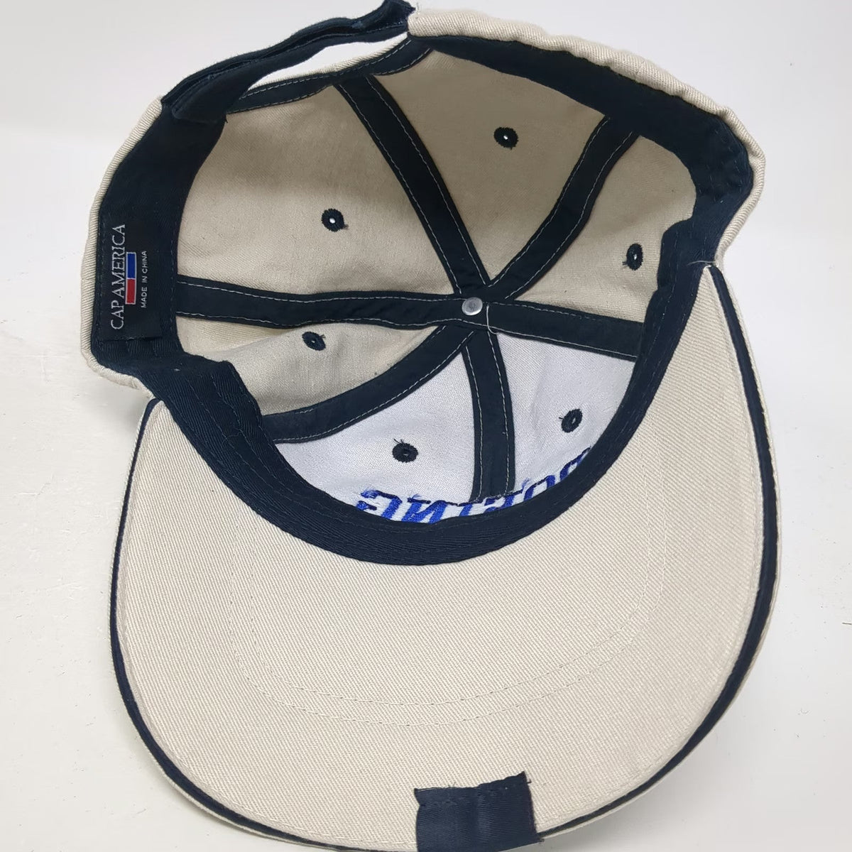 Cap America Baseball Cap Beige One Size Boeing Logo Blue Black Strapback Hat