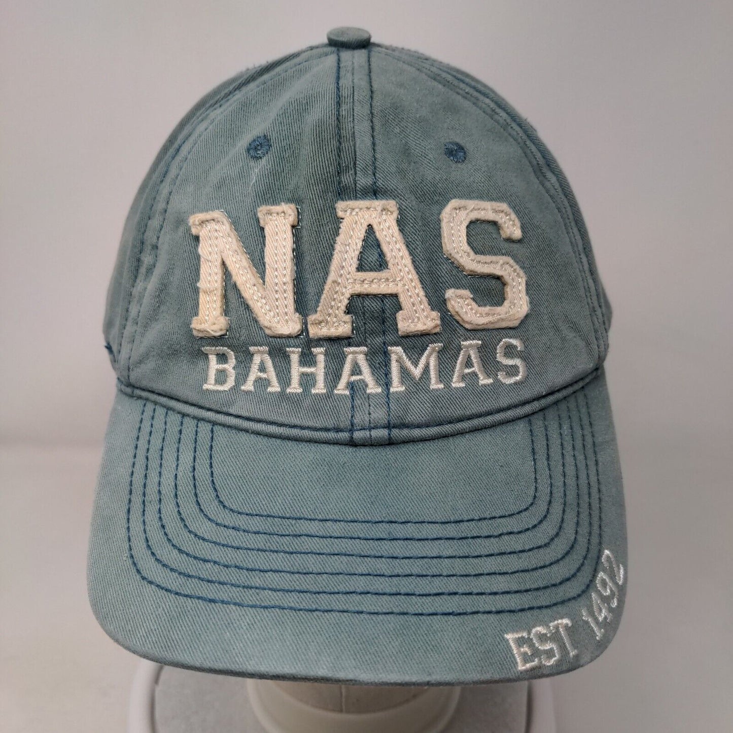 Nassau Bahamas Est 1492 Slideback Hat Blue One Size Embroidered