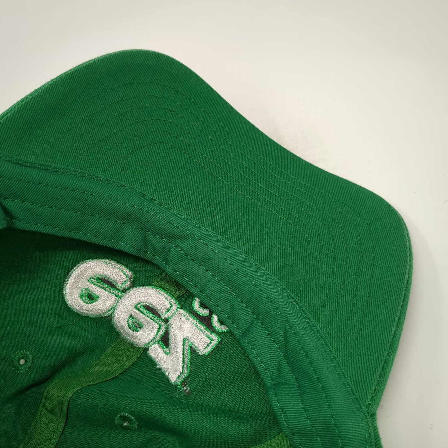 Baseball Cap Green White One Size eez CO Logo Slideback Cotton Hat Embroidered
