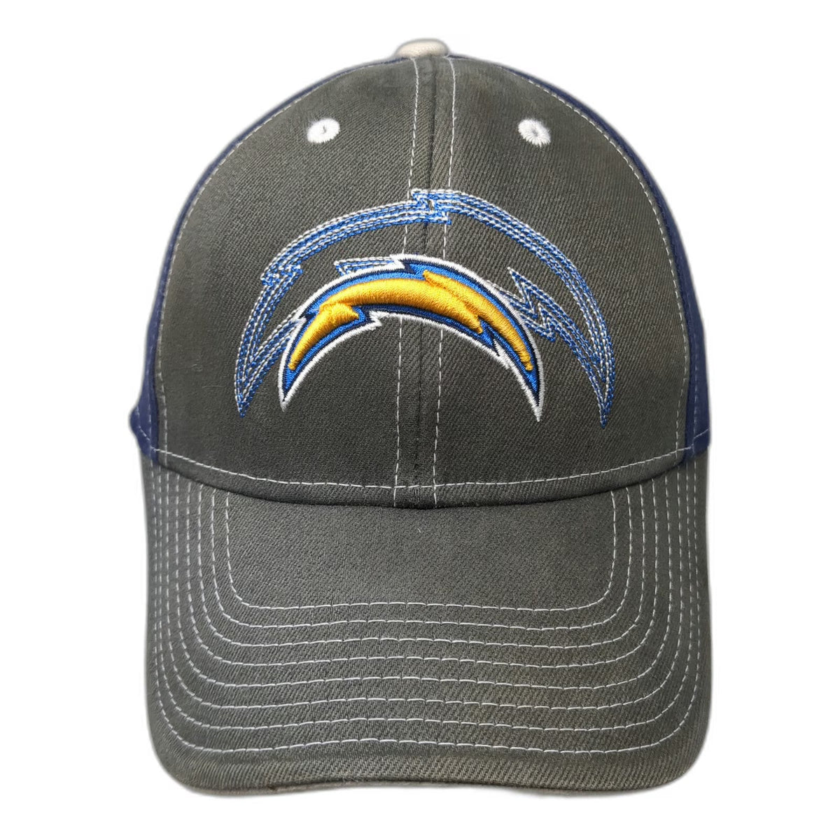Reebok NFL Chargers Cap Gray Blue L Stretch Fit Embroidered Contrast Stitching