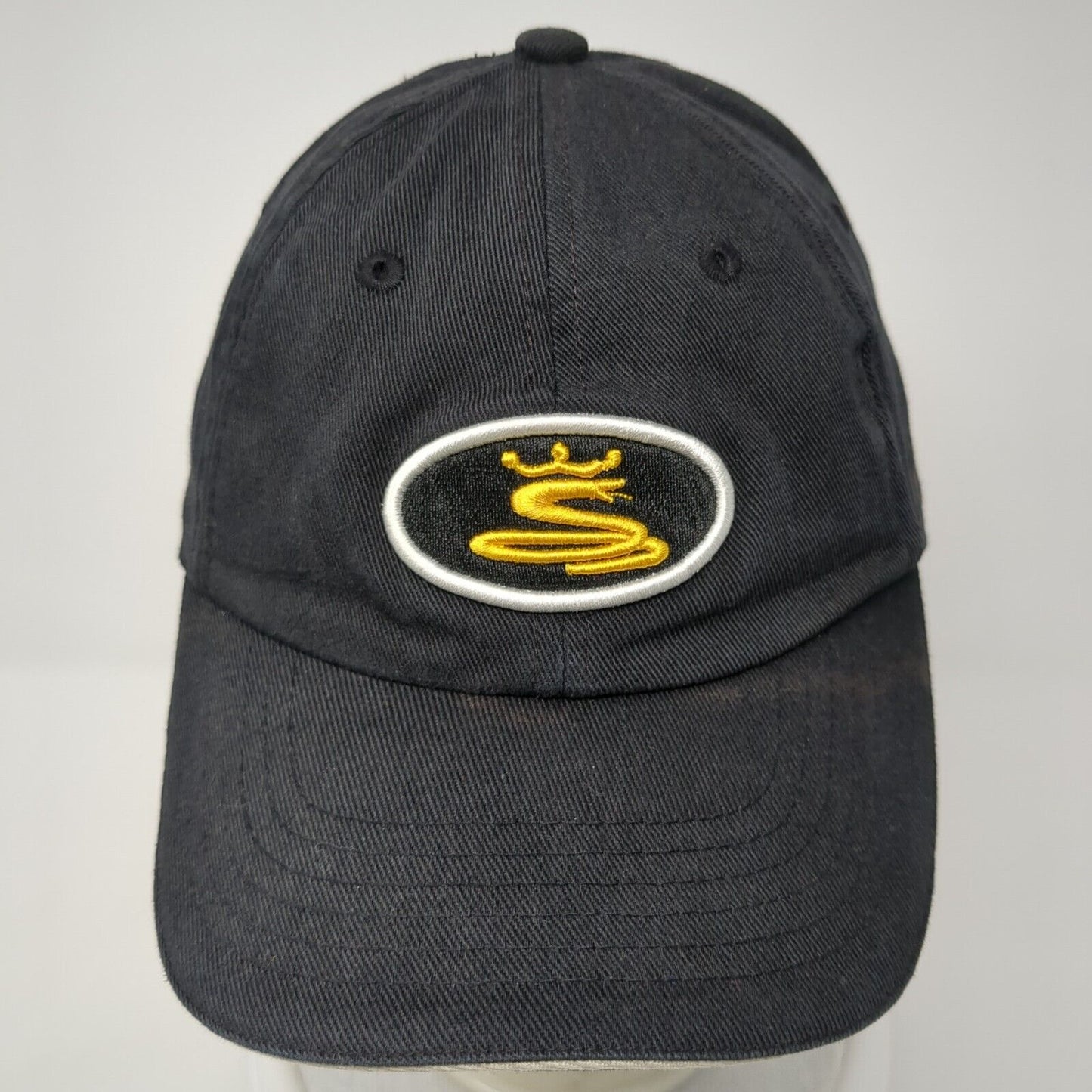 Cobra Fitted Hat Black One Size Adjustable Embroidered Vented Holes 6 Panel