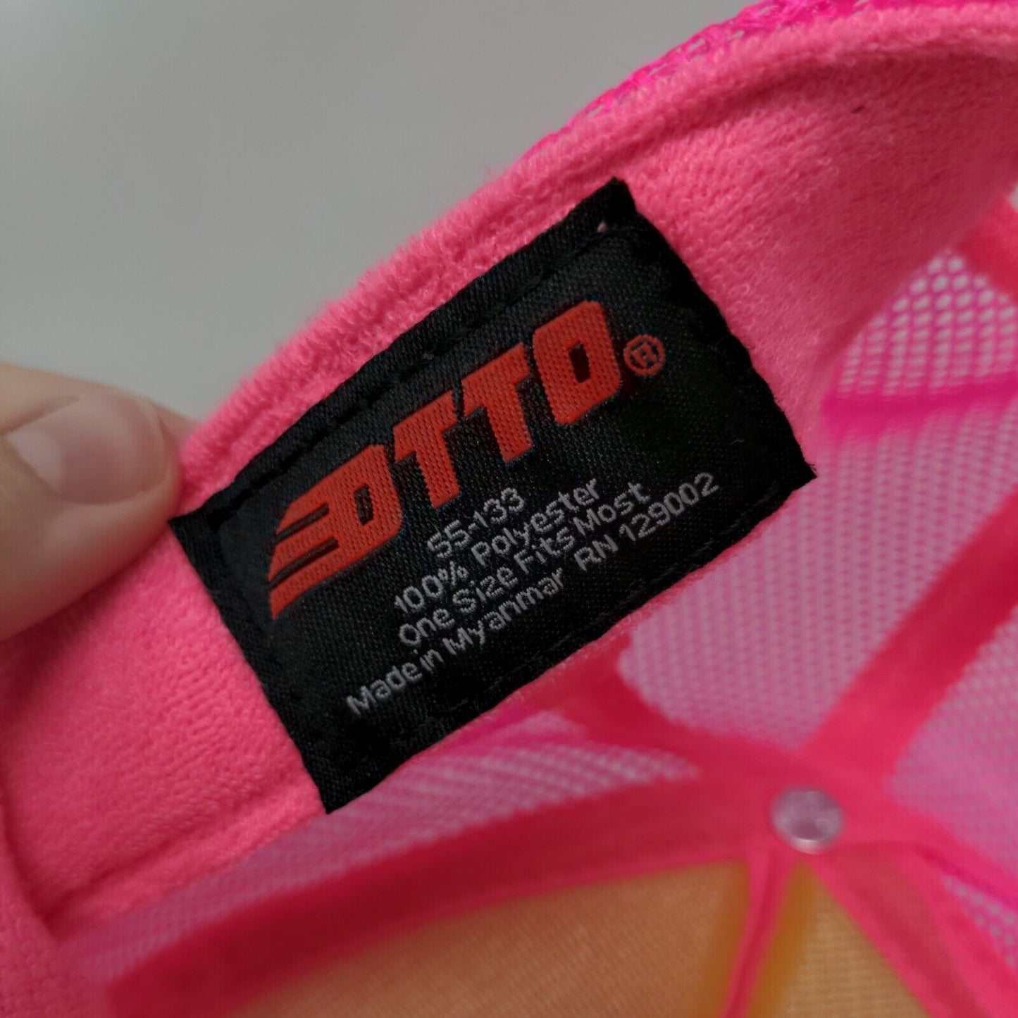KAS&F Snapback Trucker Hat Pink OSFM Adjustable Mesh Back Rope Otto