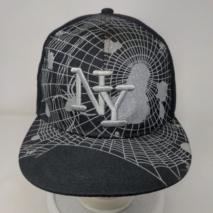 NY Spider Web Fitted Hat Black 7 1/4 Embroidered Vent Holes 6 Panel Halloween
