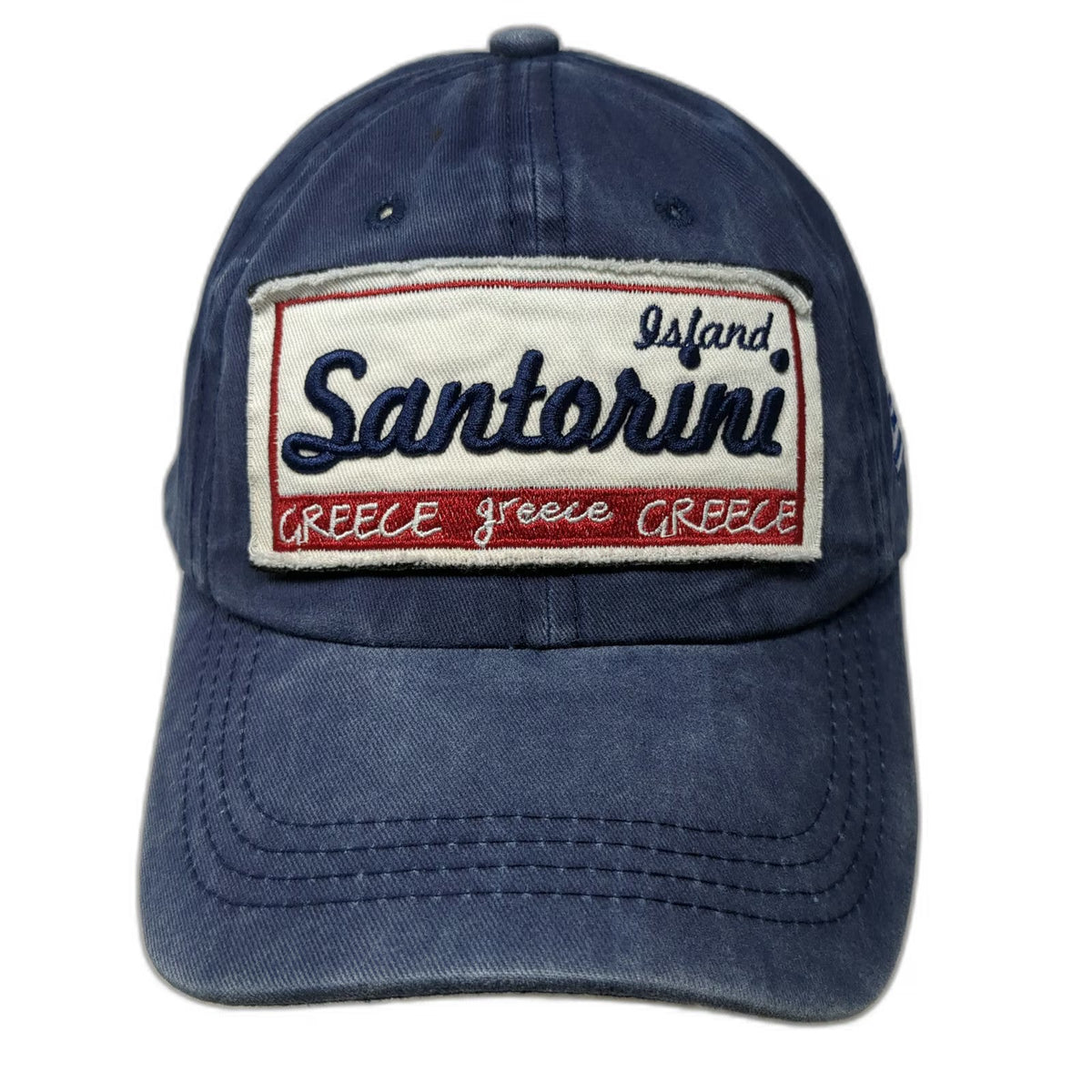 Blue Baseball Cap One Size Santorini Greece Patch Greek Flag Strapback Hat