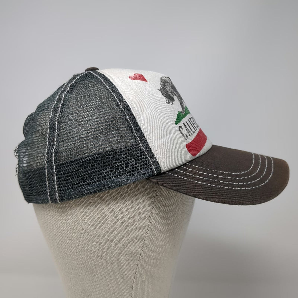 Billabong Trucker Hat Gray One Size California Love Bear Mesh Snapback Surf Cap