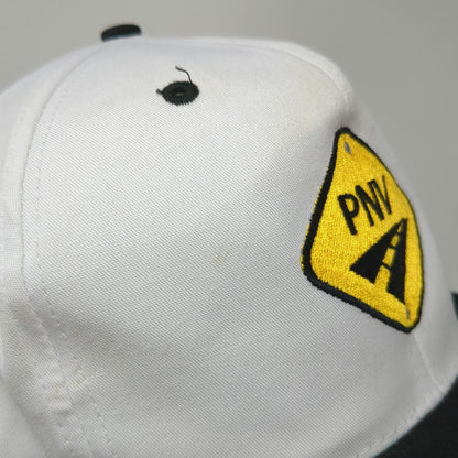 Headmost Snapback Hat White Black One Size PNV Road Sign Highway Graphic
