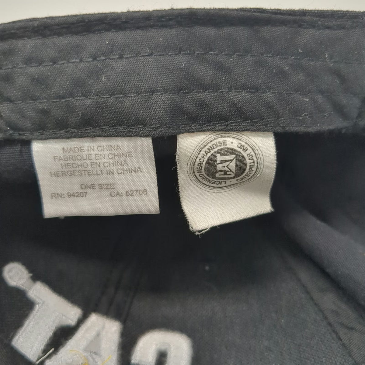 Caterpillar CAT Baseball Cap Black One Size Adjustable Cotton Slideback Hat Logo