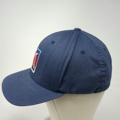 Hurley Baseball Cap Blue XL Fitted Flexfit Stretch Gradient Square Logo Hat