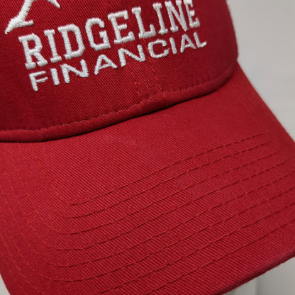 New Era Baseball Cap Red White XL Ridgeline Financial Mesh Hat Mountain Stretch
