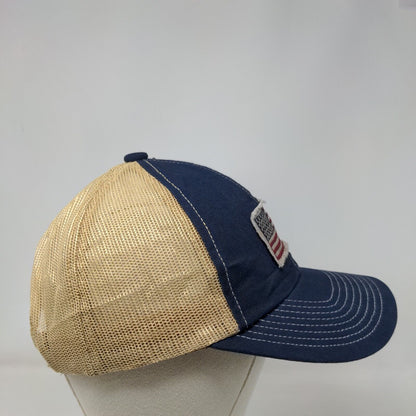 American Flag Snapback Mesh Back Trucker Hat Blue OSFM Colorblock